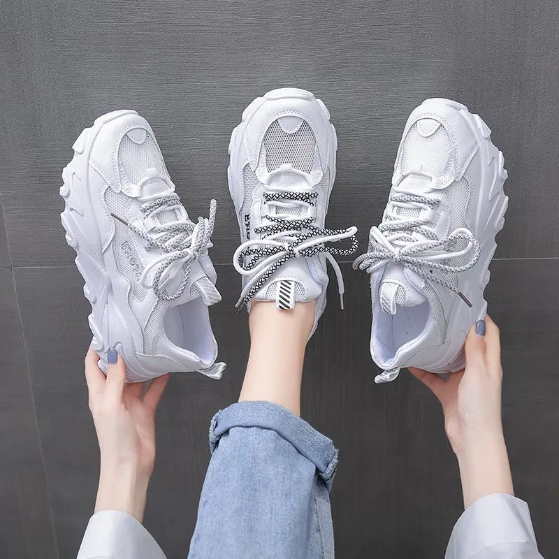 

Dad Shoes Women's New Internet Celebrity Lace Color Block Platform Sports Platform Heel round Toe Casual Shoes Women