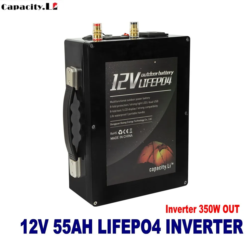 

12V lifepo4 55ah Rechargeable 30AH lithium battery with BMS and AC110V/220V 350w Used for outdoor camping engine