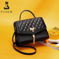 foxer women shoulder bag female casual large capacity tassel totes bag luxury diamond lattice design high quality ladies handbag