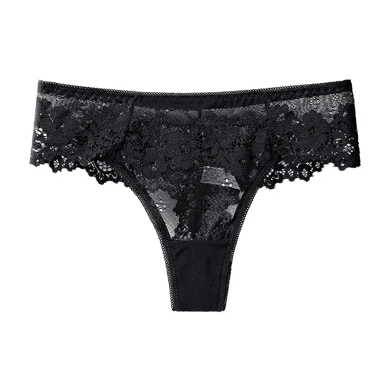 

Women Sexy Lace Lingerie Temptation Low-waist Panties Embroidery Thong Transparent Hollow Out Underwear Female G String Ladies