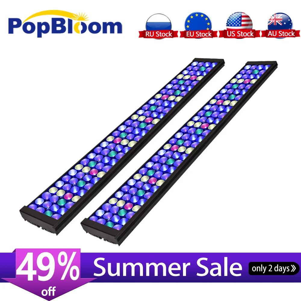 2 шт PopBloom аквариум светодиодное освещение led морской лампе для 72 &quot6 футов риф