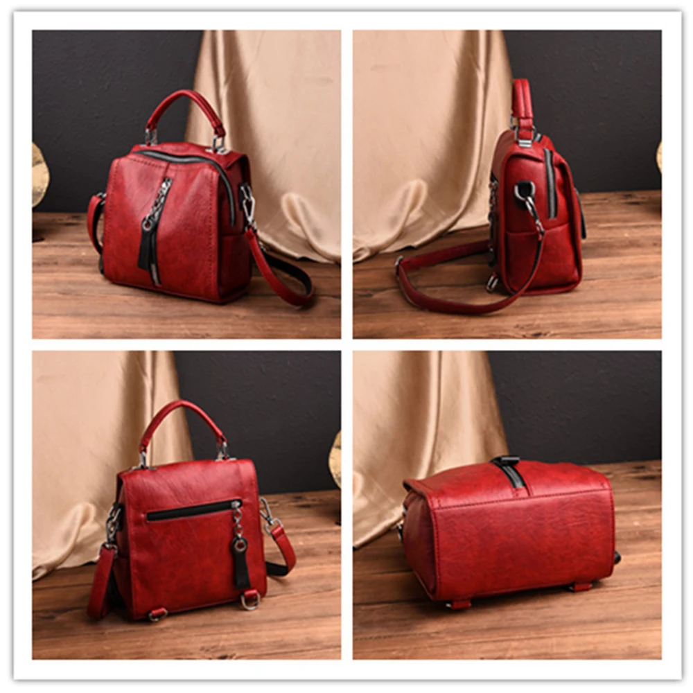 Preppy Capacity Pu Leather Backpack Large Female Casual Travel Bagpack Bookbag School Bags For Teenager |