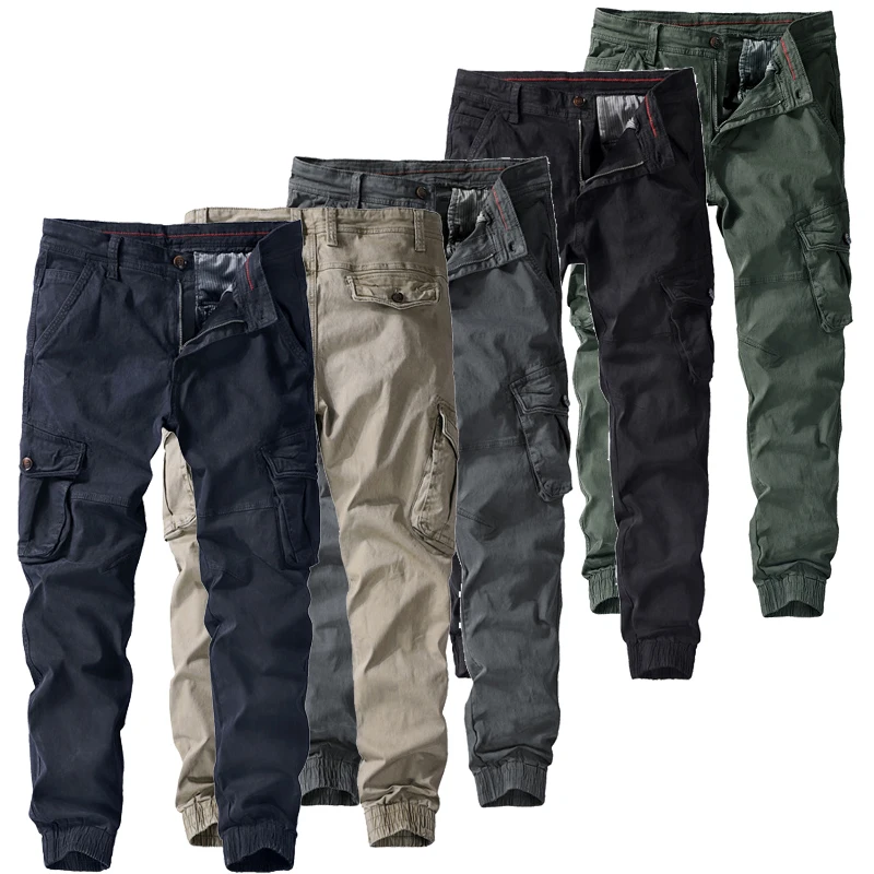 Мужские брюки-карго из 100% хлопка, зимние мужские военные тактические джоггеры с карманами, камуфляжные повседневные брюки