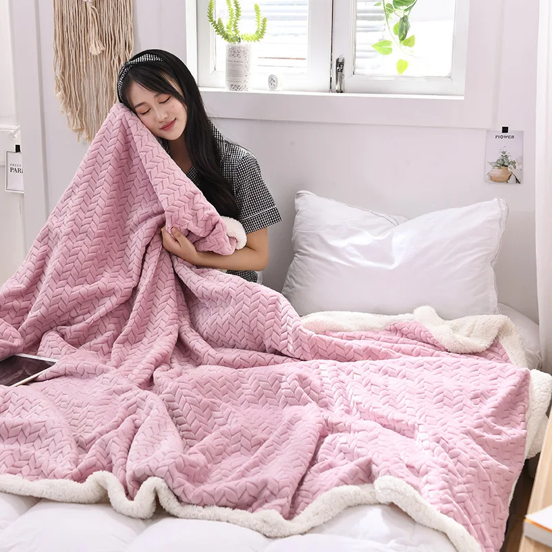 

Зимнее толстое теплое одеяло из имитации овечьей шерсти, Двухслойное бархатное одеяло, Двухслойное домашнее текстильное постельное белье ...