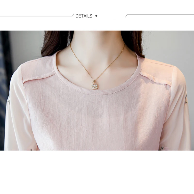 Женские топы и блузки женские шифоновая блуза с вышивкой 2021 сезон весна Новинка