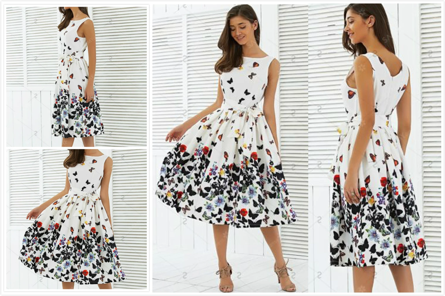 Hirigin женские Винтаж-трапеция пляжное вечерние свободное платье-туника с длинными