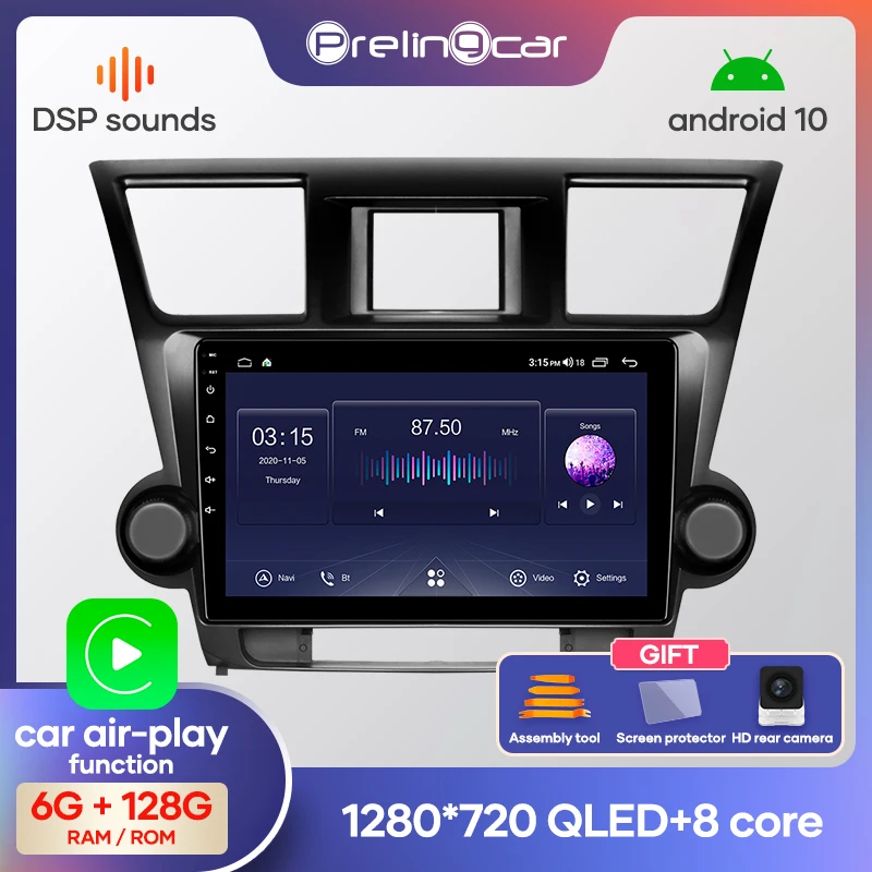 Автомагнитола Prelingcar 2 Din Android 10 0 без DVD мультимедийный видеоплеер GPS навигация для