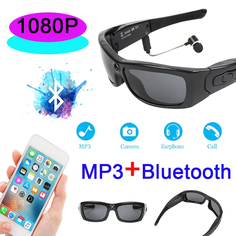 구매 HD 1080P 선글라스 카메라 헤드셋 블루투스 MP3 플레이어 사진 비디오 레코더 미니 DV 캠코더 MS21 미니 안경