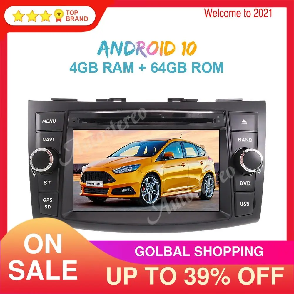 

Android 10.0 64GB PX6 Car Radio GPS Navigation for SUZUKI SWIFT 2011-2016 Auto Stereo Head Unit Multiedia Player radio Recorder
