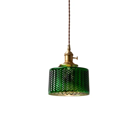 Медный стеклянный подвесной светодиодный светильник для столовой, фойе, кровати, боковой квартиры, скандинавский зеленый подвесной светильник, светодиодный подвесной светильник