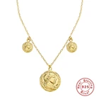 Aide класса люкс 925 стерлингового серебра кулон ожерелье для женщин в римском стиле монета Медаль Портрет колье, бижутерия, украшение в стиле Collares A5