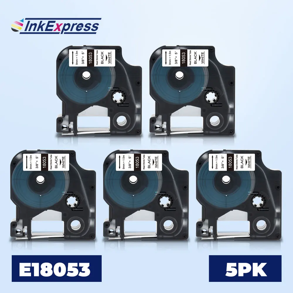 5PK 18053 термоусадочная трубка кассета для DYMO Rhino IND этикетки ленты 9 мм лента