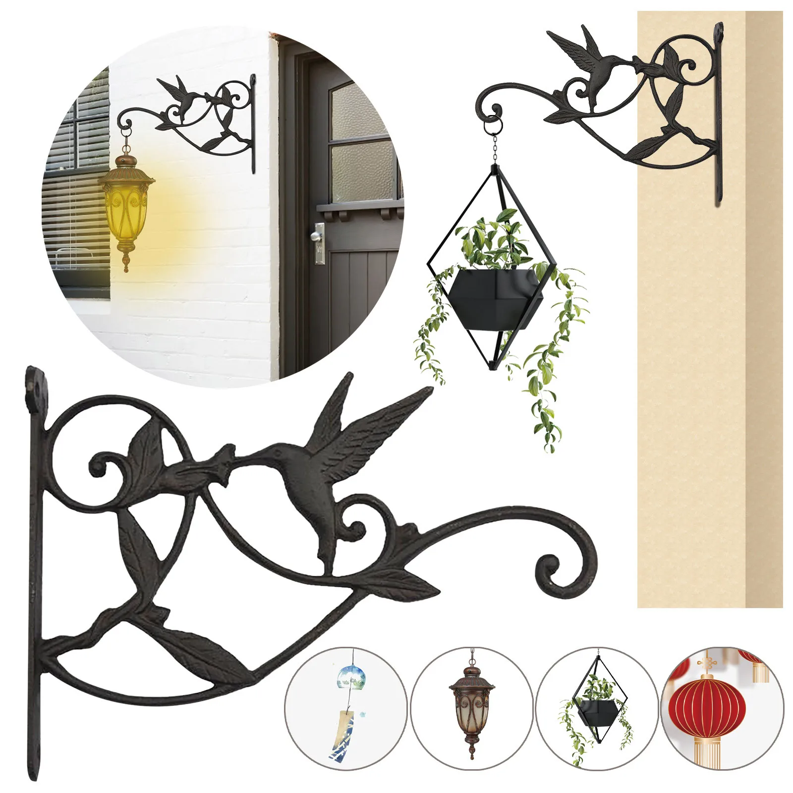 

Metal Wall Mount Wrought Iron Hanging Basket Bracket Creative Bird Flower Pot Hook Rack Wall Decor Home Decor Украшение дома #40