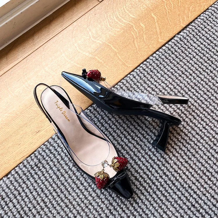 

MLJUESE 2020 women sandals patent leather Rome style white color square toe high heels beaches sandals party dress size 40