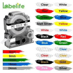 Этикетки Labelife SS12KW LC-4WBN 12 мм, совместимые с EPSON Label Maker LW-300 LW-400 LW-600P, ленты для этикеток ST12KW, 1 шт.
