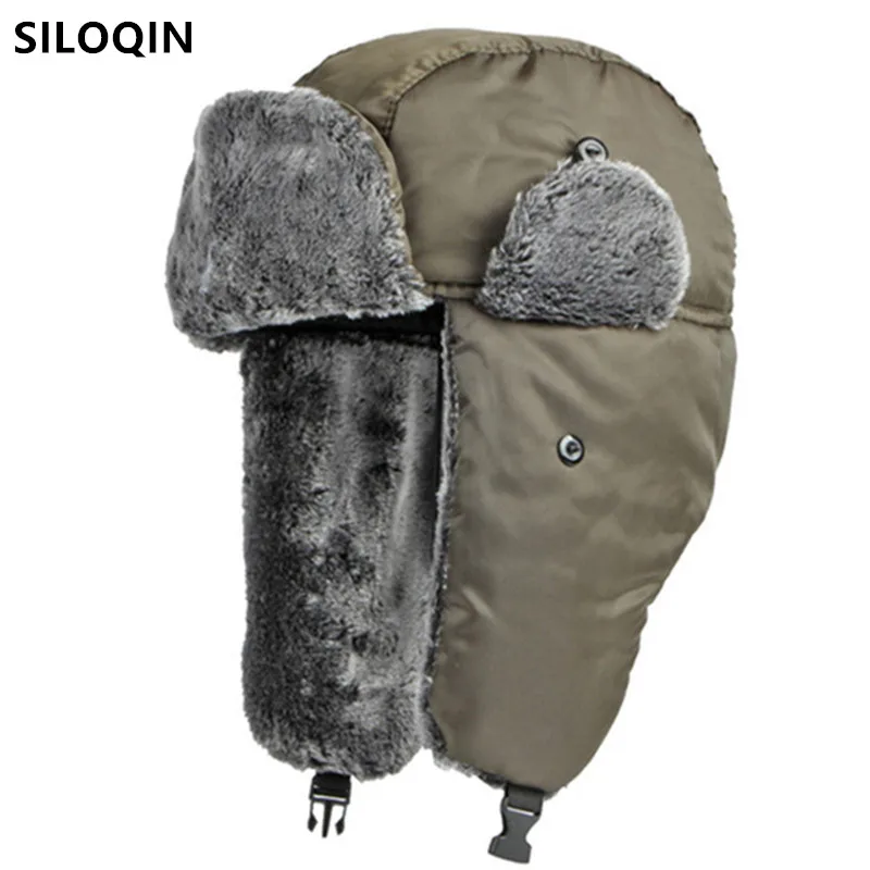 

SILOQIN New Winter Men Women Plus Velvet Fluff Earmuffs Hat Warm Bomber Hats Thermal Cold Proof Windproof Couples Ski Caps