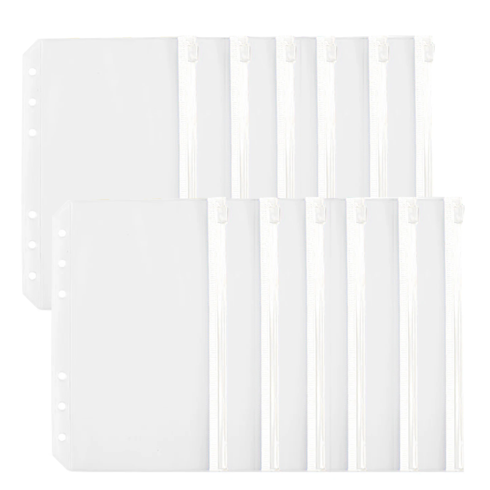 

12PCS Binder Zipper Folders Transparent PVC Binder Pockets for 6-Ring Notebook Binder Loose Leaf With A6 Calendar And Ruler
