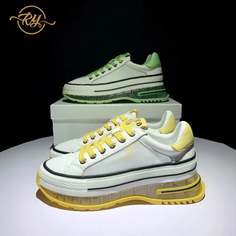 Женские белые туфли в Европейском стиле на платформе из натуральной кожи лето RY