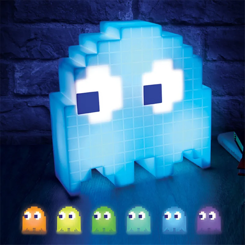 Pac-Man Pixel ночной Светильник СВЕТОДИОДНЫЙ Wars красочные настольные лампы вечерние детская атмосфера Lampara Eat Peas Ghost светильник Рождественский подарок для детей