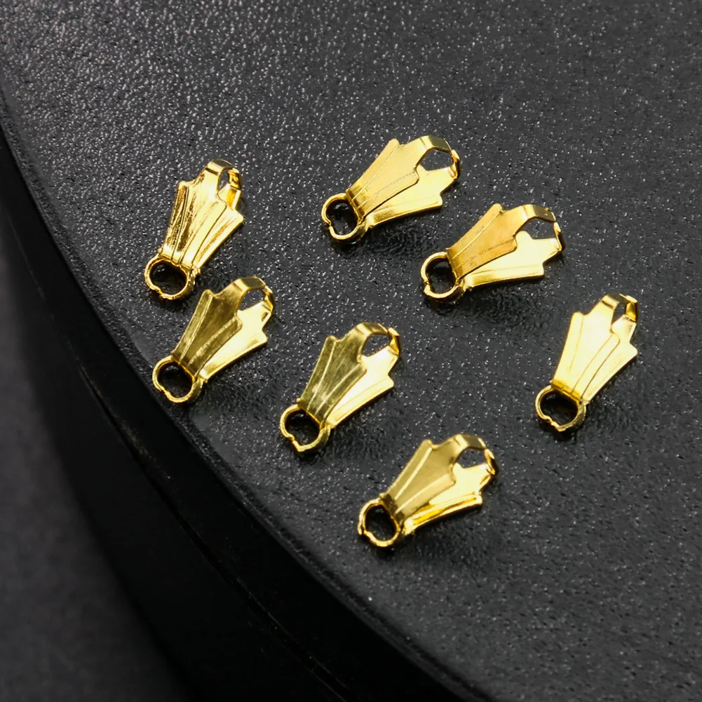 

50pcs Gold Plated Pendant Pinch Bail Clasps Necklace Charms Hooks Clips Connector DIY Jewelry Making Component Finding Accessory