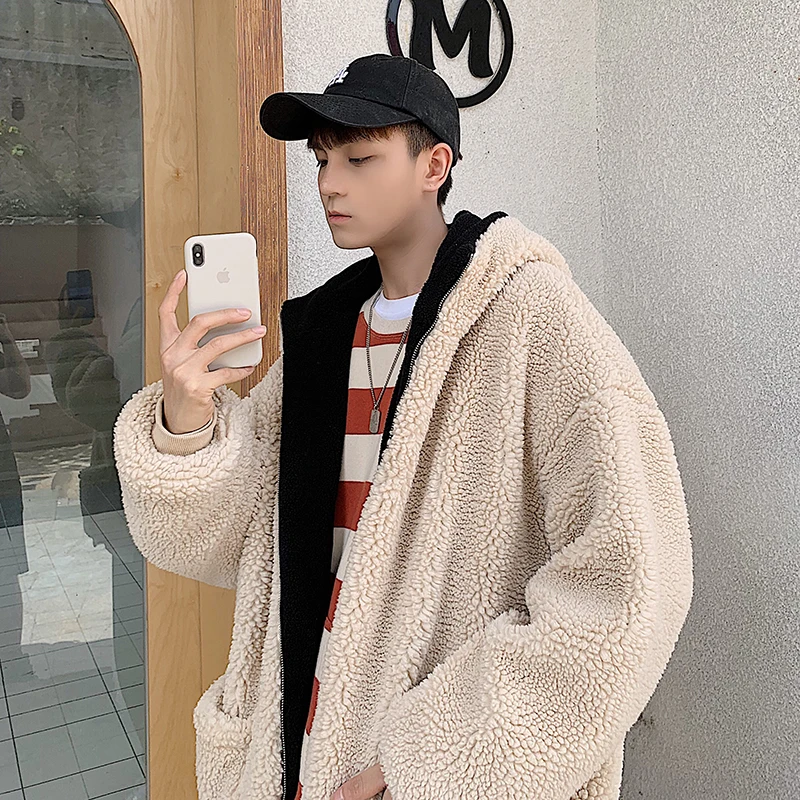 Winter Lambskin Coat Men's Casual All-Matching Warm Hong Kong Style Korean Style Double-Sided Velvet Cotton-Padded Coat Loose