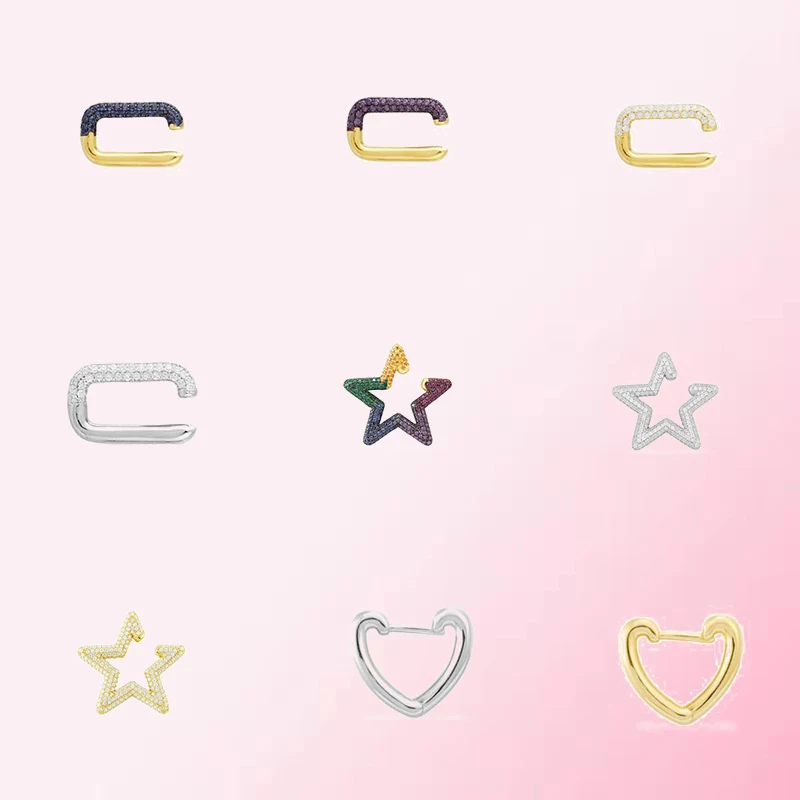 

1:1 Make 925 Sterling Silver Customized Star And Heart-shaped Colorful DIY Exquisite Fashion Earrings