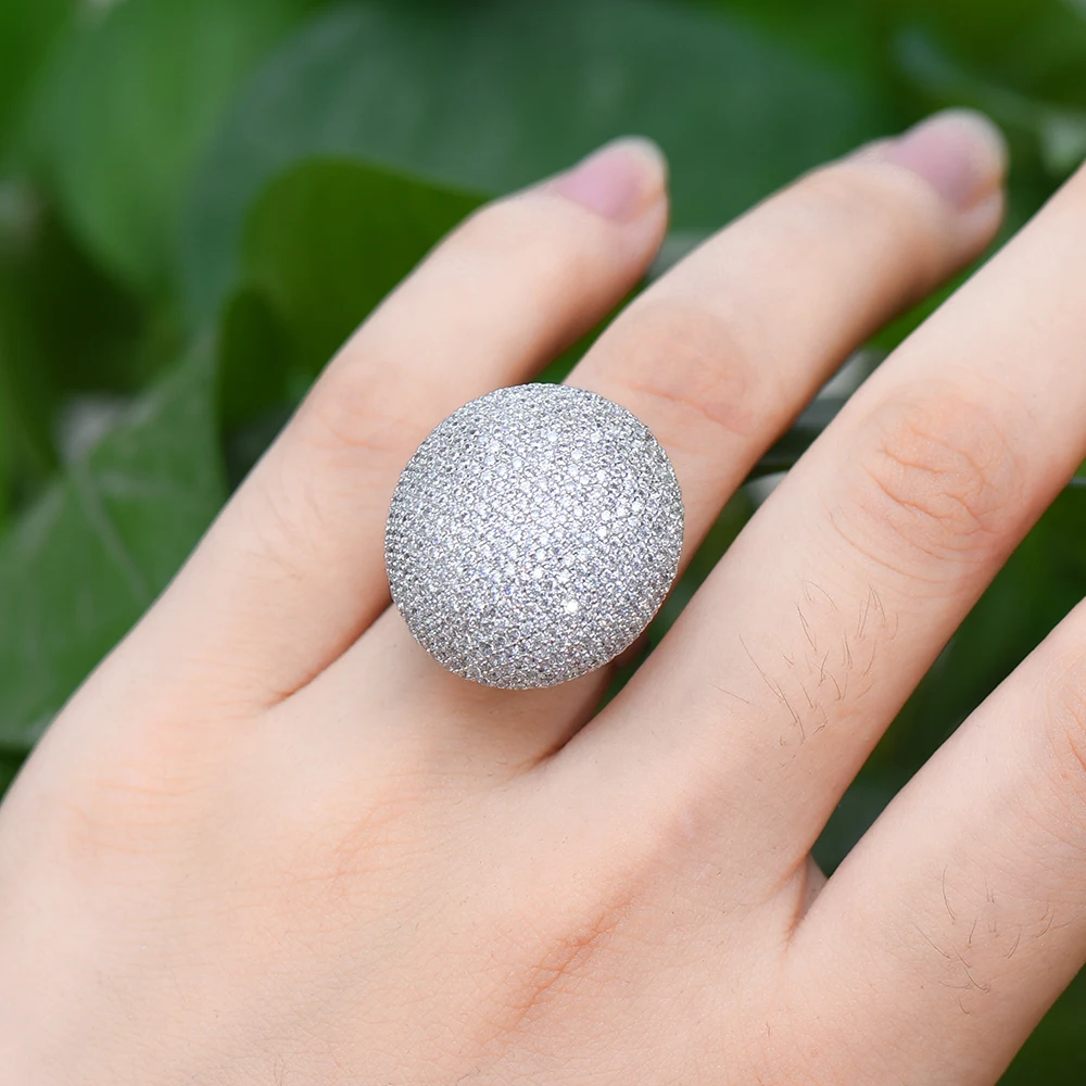 

Blachette Jewelry High Quality New Luxury Round Chic Rings for Women Wedding Cubic Zircon African Bridal Dubai Finger Ring
