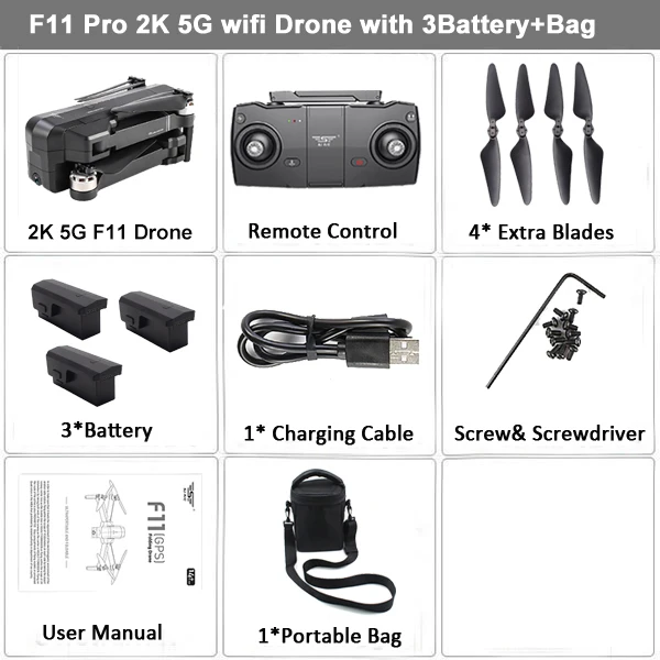 2K 3B Bag SJRC F11 GPS 5G WiFi FPV с камерой 1080P Бесщеточный Quadcopter 25 мин. Время полета Жест Складная рукоятка Selfie RC Dron VS CG033 - Цвет: 2K 3B Bag