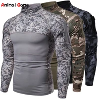 2022 mens camouflage military long sleeve t shirt assault long sleeve tight t shirt tactical top