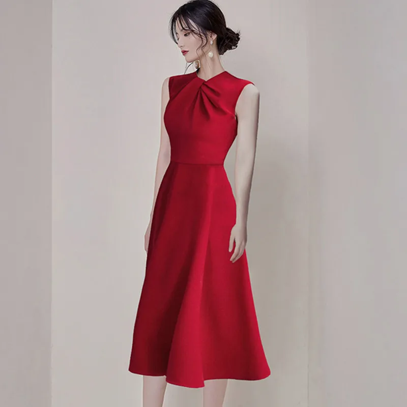 Новое модное красное летнее платье Женская рабочая одежда деловое офисное