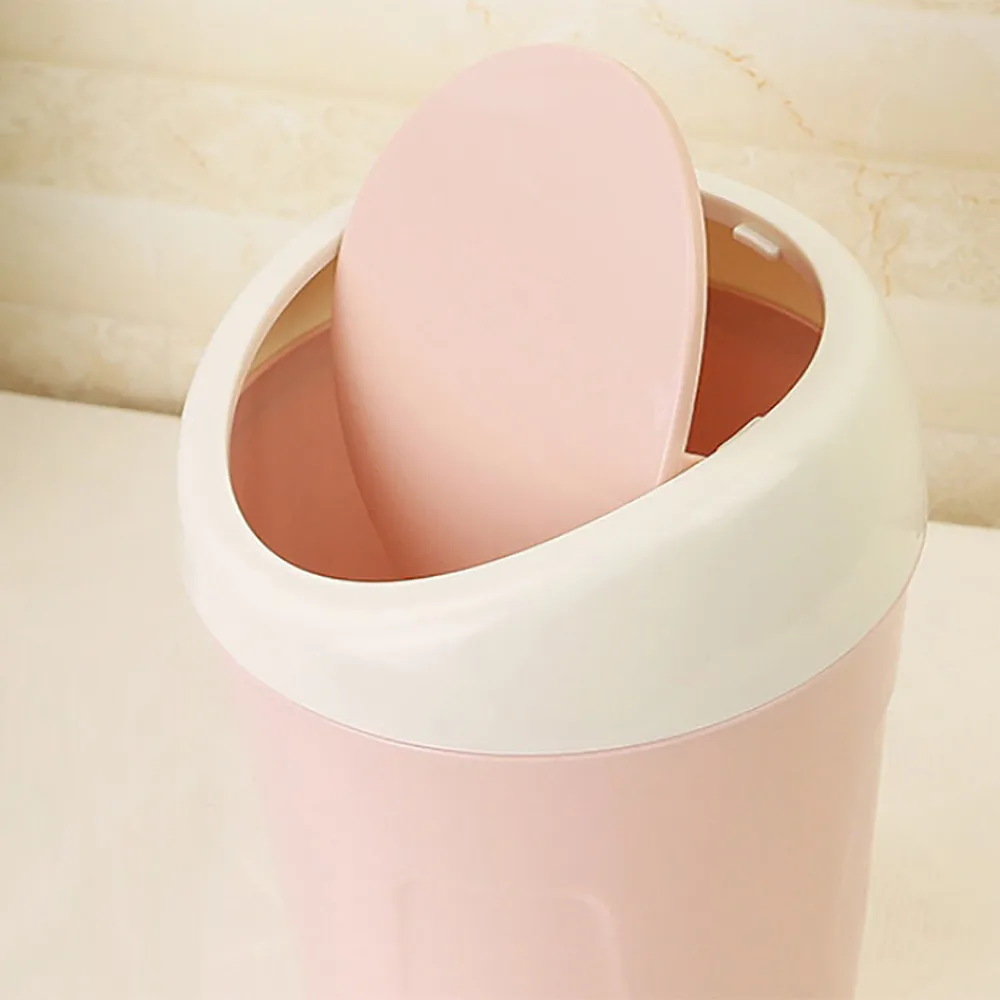 Desktop Waste Bins Trumpet Desktops Mini Creative Covered Kitchen Living Room Trash Can Rolling Cover Type Dustbin#30 | Дом и сад