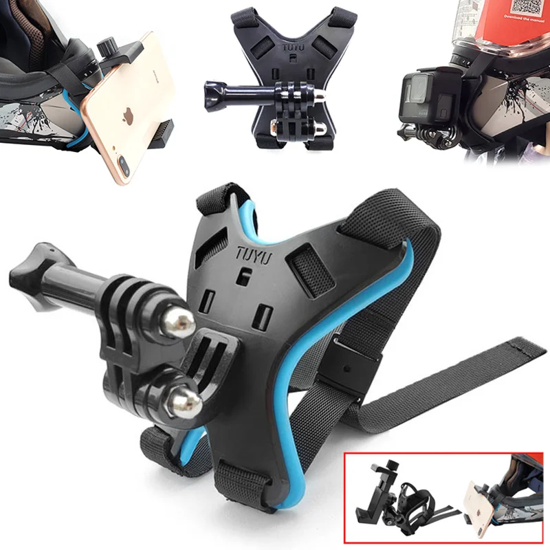 Кронштейн для крепления на мотоциклетный шлем фиксирующий ремешок iPhone подставка