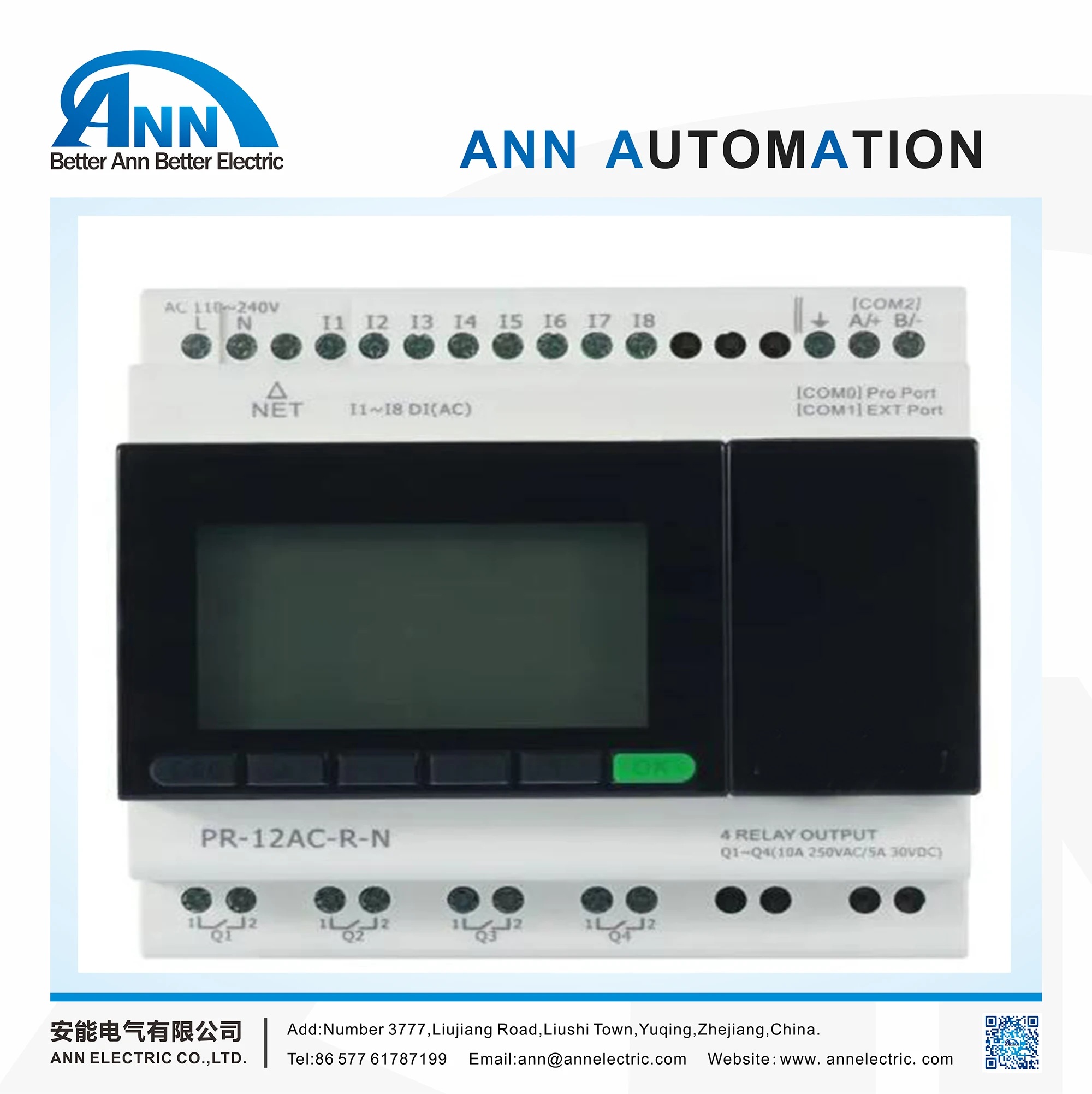 PR 12AC R N с ЖК дисплеем без кабеля AC 110 240 В 8 (I1 I8) 4 реле вывода Micro PLC умное