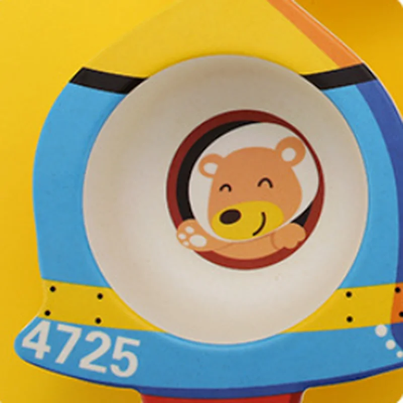 

Wheat Straw Baby Cartoon Platos Training Feeding Tableware Plate Dishes Kids Baby Bowl Fork Children's Dinner Set Spoon 2021