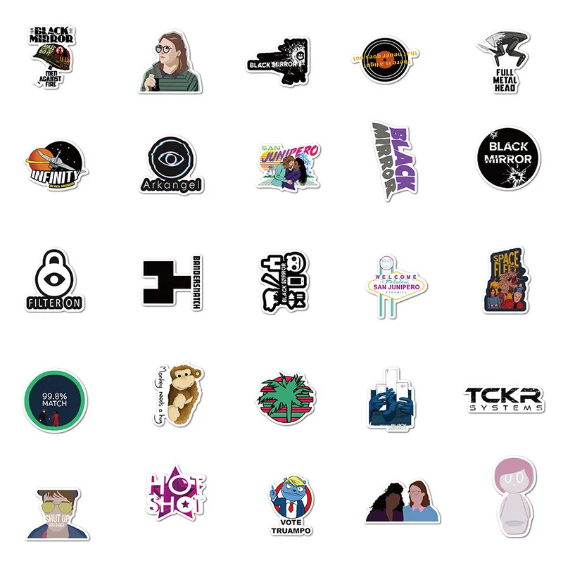 10/50 Buah Hitam Cermin Stiker untuk Anak-anak DIY Laptop Mobil Helm Sepeda Motor Sepeda Gitar Stiker Mainan Klasik