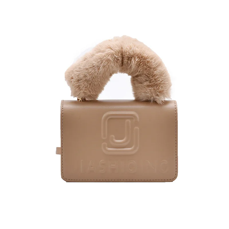 

Autumn and Winter Small Bag for Women 2020 New Korean Style Plush Portable Small Square Bag Messenger Bag Embossed Shaping Shoul