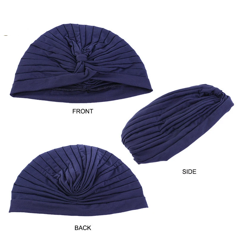 2020 Fashion Turban Cap for Women Soft Muslim Hats Female Inner Caps Solid Arab Indian Bonnet Wrap Head Scarf Hat Chemo Cancer images - 6