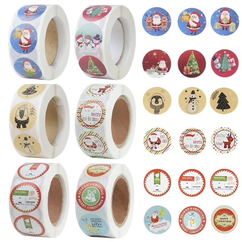 500 Pcs/Roll Merry Christmas Cartoon Santa Stickers Snowman Seal Labels DIY New Year Gift Decor Stationery Thank You | Дом и сад