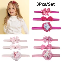 3pcsset elastic babies kids printed knotted flower bowknot headwear rainbow horse hair band hair accessories