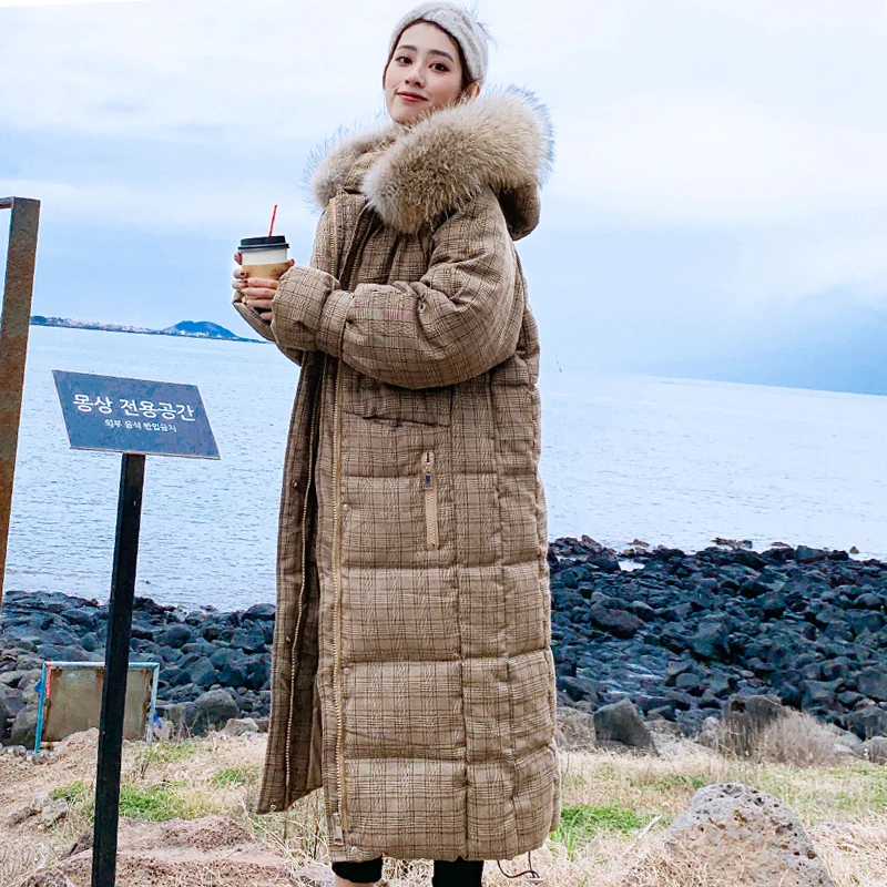 Женская длинная куртка с капюшоном из искусственного меха в Корейском стиле