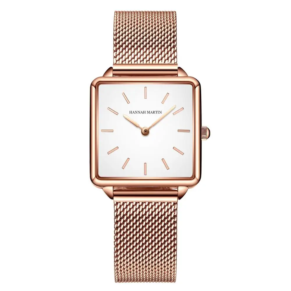 Rose Gold White Japan Movement DropShipping Women Watches Rose Gold Simple Fashion Casual Wristwatch Luxury Ladies Square Watch Relogio Feminino - Цвет: Rose Gold White