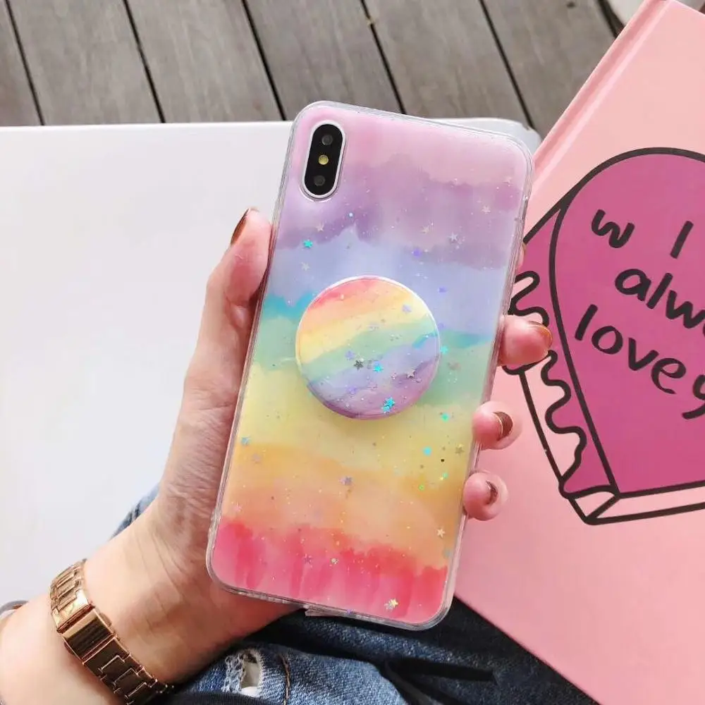 HUANQING модный Радужный чехол для телефона карамельных цветов iPhone X XR XS MAX задняя