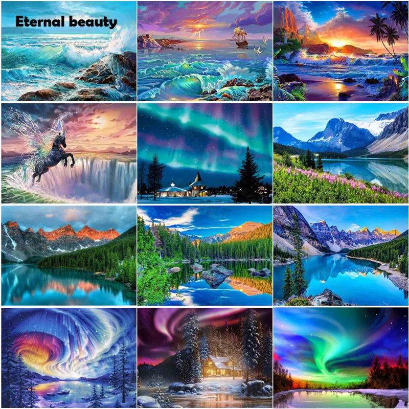 

5D Diy Diamond Painting Landscape Cross Stitch Kits Full Round Square Drill Diamond Embroidery Rhinestone Picture Diamond Mosaic