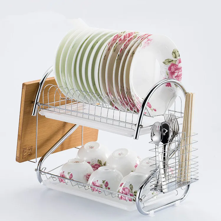 2 уровневая S образная сушилка для посуды из нержавеющей стали кухонная раковина