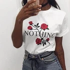 Женская летняя футболка с надписью Nothing, розовая футболки с коротким рукавом