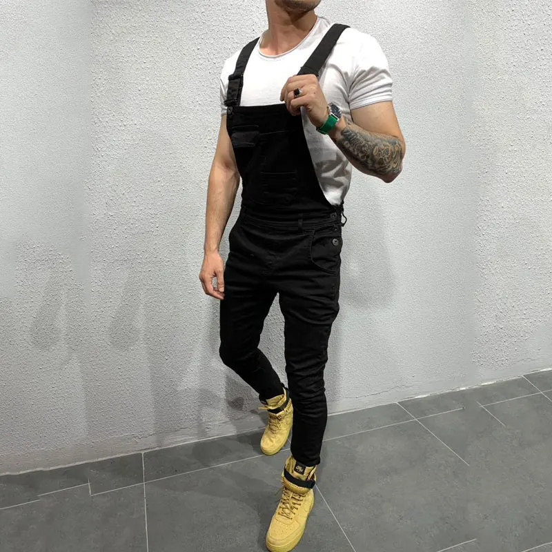 Комбинезон Idopy мужской джинсовый эластичный комбинезон в уличном стиле подтяжки