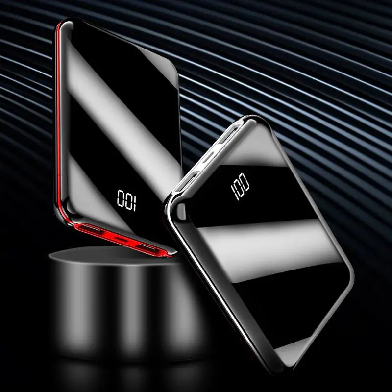 20000mAh портативный мини внешний аккумулятор с зеркальным экраном, цифровой внешний аккумулятор, внешний аккумулятор для смартфона