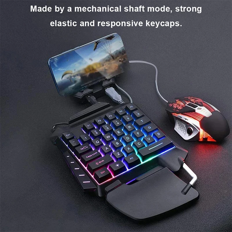 1pc One-Handed Gaming Keyboard RGB Backlit Portable Mini Gaming Keypad Game Controller for PC PS4 Xbox Gamer