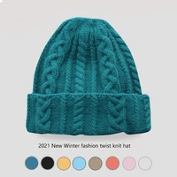 2021 new womens winter hat warm knitted striped fur pompom wool beaniesthick skullies hip hop caps with mens panama hat