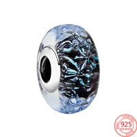 new 925 sterling silver fine jewelry wavy dark blue murano glass bead charms pendant fit original pandora bangles gift for women